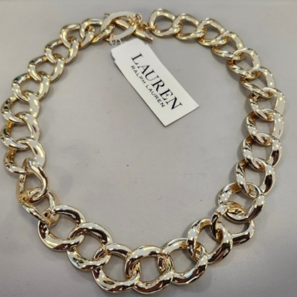 NWT Ralph Lauren Gold-Tone Chain Link 17" Collar Necklace